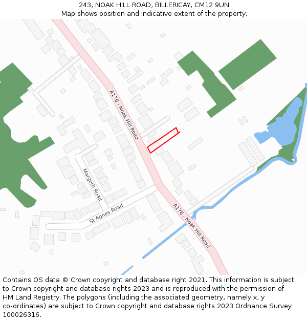 243, NOAK HILL ROAD, BILLERICAY, CM12 9UN: Location map and indicative extent of plot