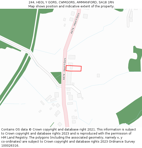 244, HEOL Y GORS, CWMGORS, AMMANFORD, SA18 1RN: Location map and indicative extent of plot