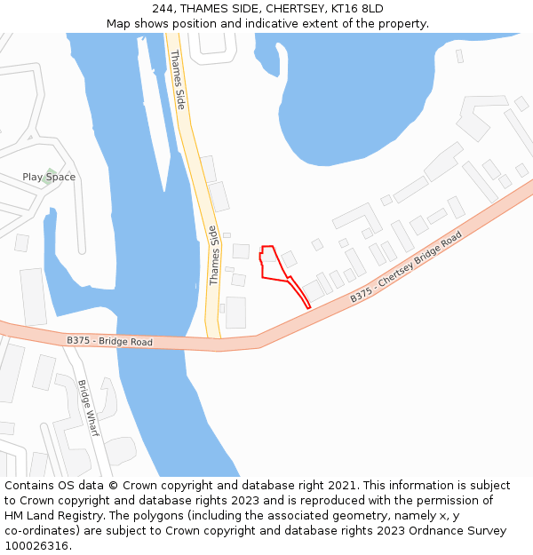 244, THAMES SIDE, CHERTSEY, KT16 8LD: Location map and indicative extent of plot
