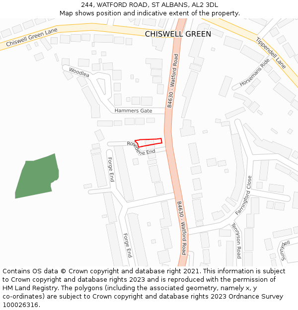 244, WATFORD ROAD, ST ALBANS, AL2 3DL: Location map and indicative extent of plot