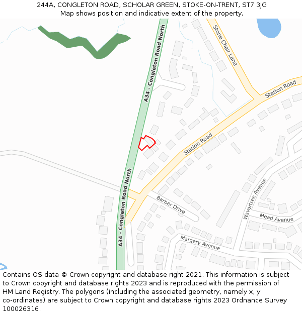 244A, CONGLETON ROAD, SCHOLAR GREEN, STOKE-ON-TRENT, ST7 3JG: Location map and indicative extent of plot