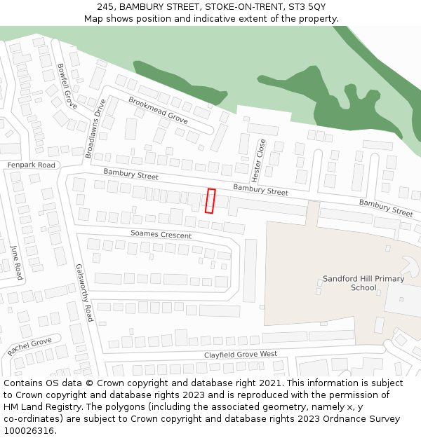 245, BAMBURY STREET, STOKE-ON-TRENT, ST3 5QY: Location map and indicative extent of plot