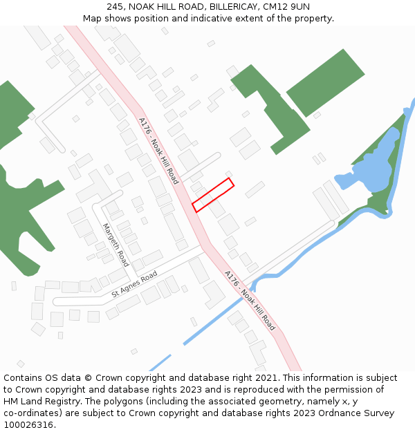 245, NOAK HILL ROAD, BILLERICAY, CM12 9UN: Location map and indicative extent of plot