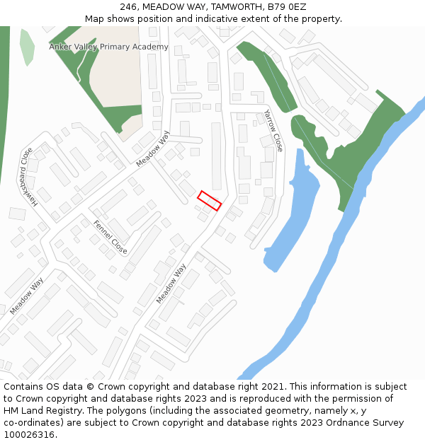 246, MEADOW WAY, TAMWORTH, B79 0EZ: Location map and indicative extent of plot