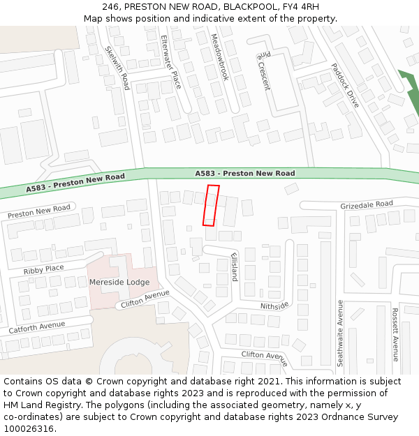 246, PRESTON NEW ROAD, BLACKPOOL, FY4 4RH: Location map and indicative extent of plot