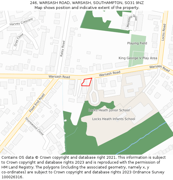 246, WARSASH ROAD, WARSASH, SOUTHAMPTON, SO31 9NZ: Location map and indicative extent of plot