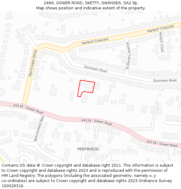246A, GOWER ROAD, SKETTY, SWANSEA, SA2 9JL: Location map and indicative extent of plot