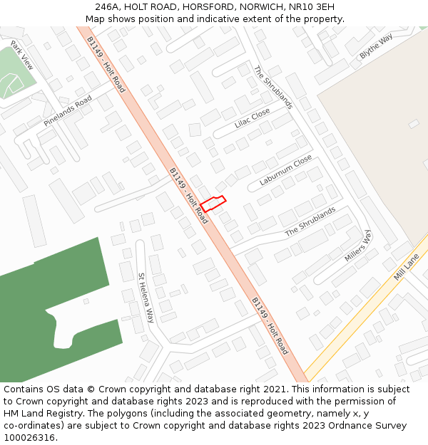 246A, HOLT ROAD, HORSFORD, NORWICH, NR10 3EH: Location map and indicative extent of plot