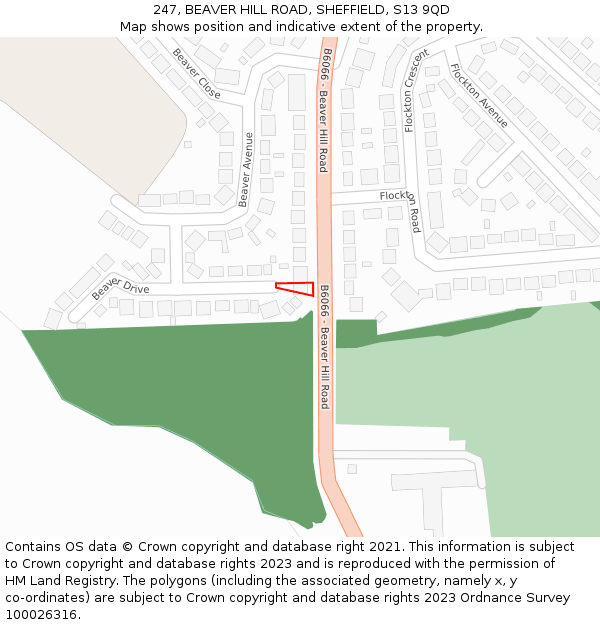 247, BEAVER HILL ROAD, SHEFFIELD, S13 9QD: Location map and indicative extent of plot