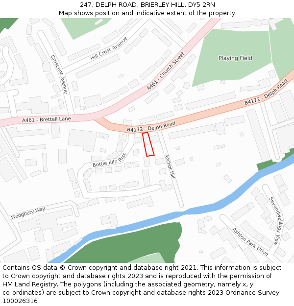 247, DELPH ROAD, BRIERLEY HILL, DY5 2RN: Location map and indicative extent of plot