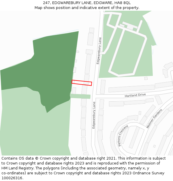 247, EDGWAREBURY LANE, EDGWARE, HA8 8QL: Location map and indicative extent of plot