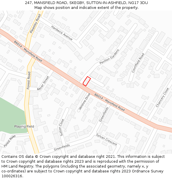 247, MANSFIELD ROAD, SKEGBY, SUTTON-IN-ASHFIELD, NG17 3DU: Location map and indicative extent of plot