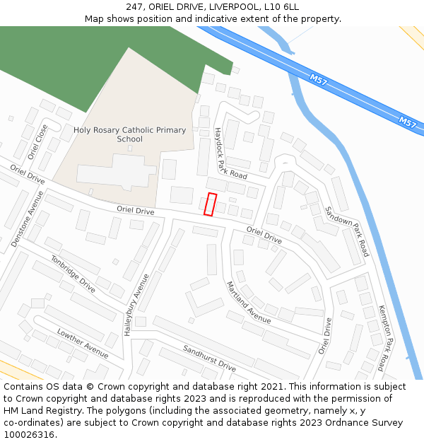 247, ORIEL DRIVE, LIVERPOOL, L10 6LL: Location map and indicative extent of plot