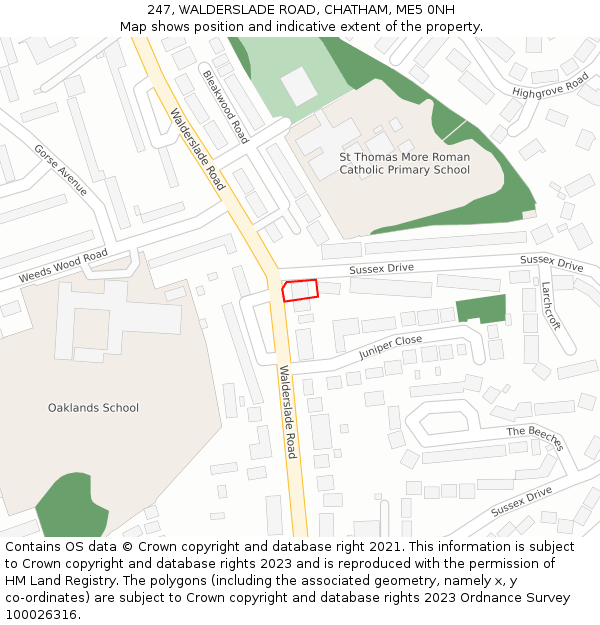 247, WALDERSLADE ROAD, CHATHAM, ME5 0NH: Location map and indicative extent of plot