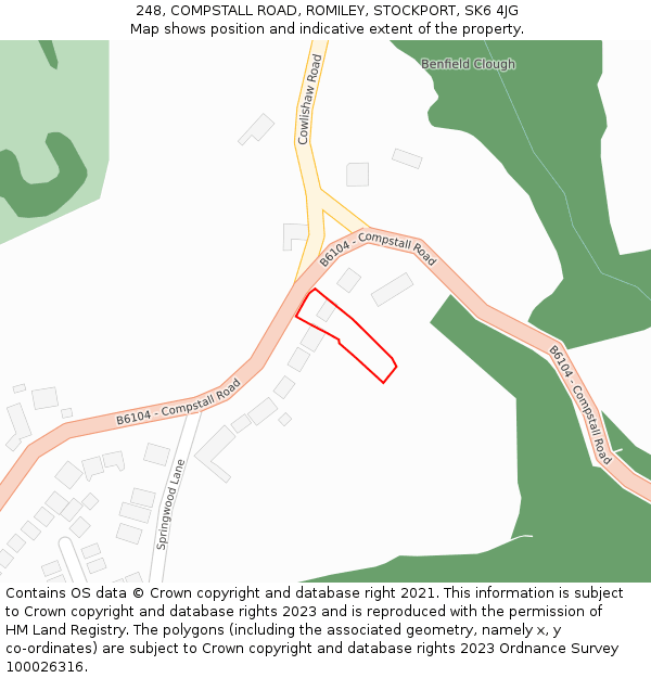 248, COMPSTALL ROAD, ROMILEY, STOCKPORT, SK6 4JG: Location map and indicative extent of plot