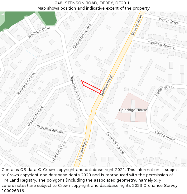 248, STENSON ROAD, DERBY, DE23 1JL: Location map and indicative extent of plot