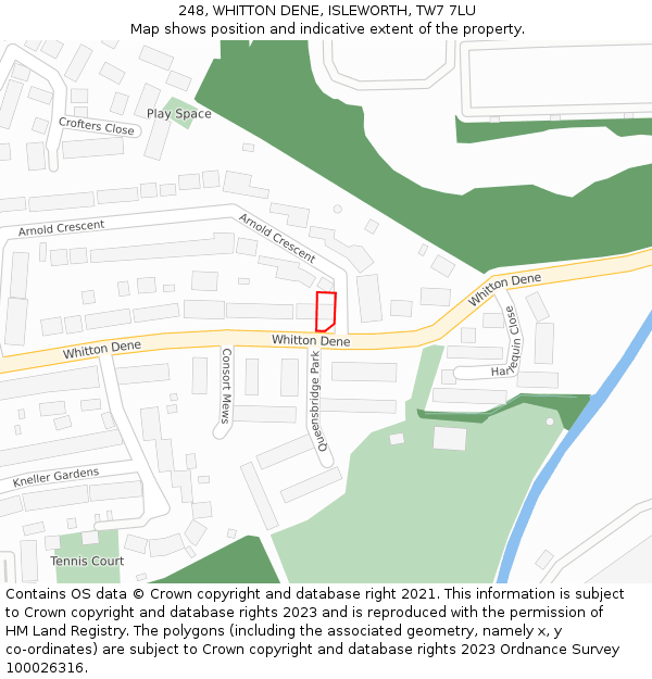 248, WHITTON DENE, ISLEWORTH, TW7 7LU: Location map and indicative extent of plot
