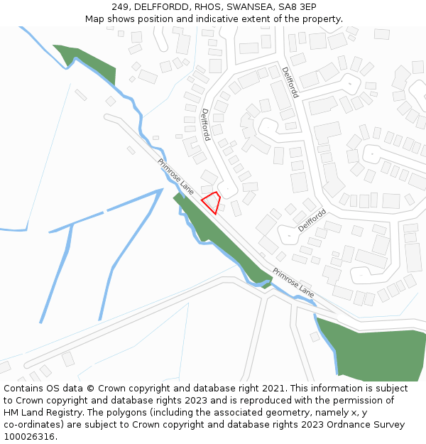 249, DELFFORDD, RHOS, SWANSEA, SA8 3EP: Location map and indicative extent of plot