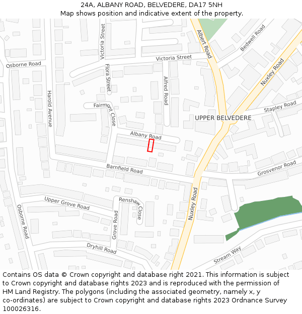 24A, ALBANY ROAD, BELVEDERE, DA17 5NH: Location map and indicative extent of plot