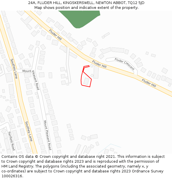 24A, FLUDER HILL, KINGSKERSWELL, NEWTON ABBOT, TQ12 5JD: Location map and indicative extent of plot