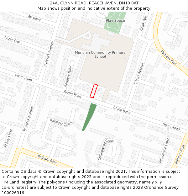 24A, GLYNN ROAD, PEACEHAVEN, BN10 8AT: Location map and indicative extent of plot