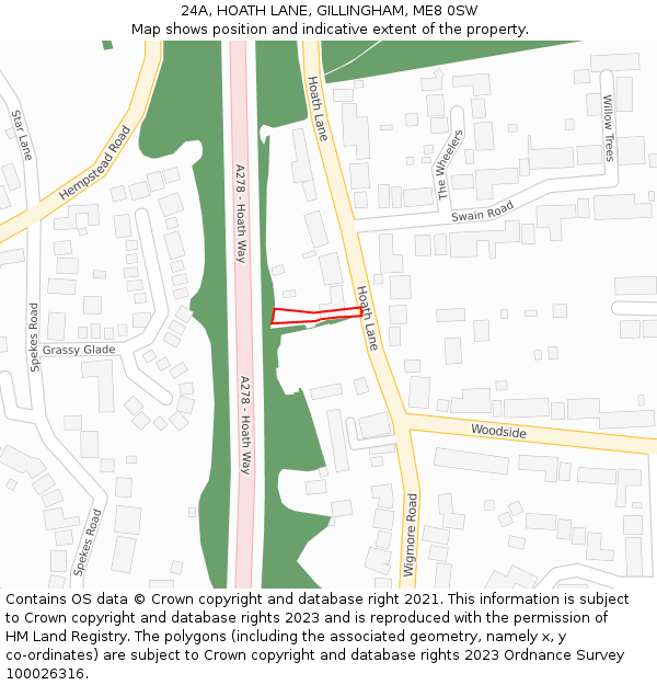 24A, HOATH LANE, GILLINGHAM, ME8 0SW: Location map and indicative extent of plot