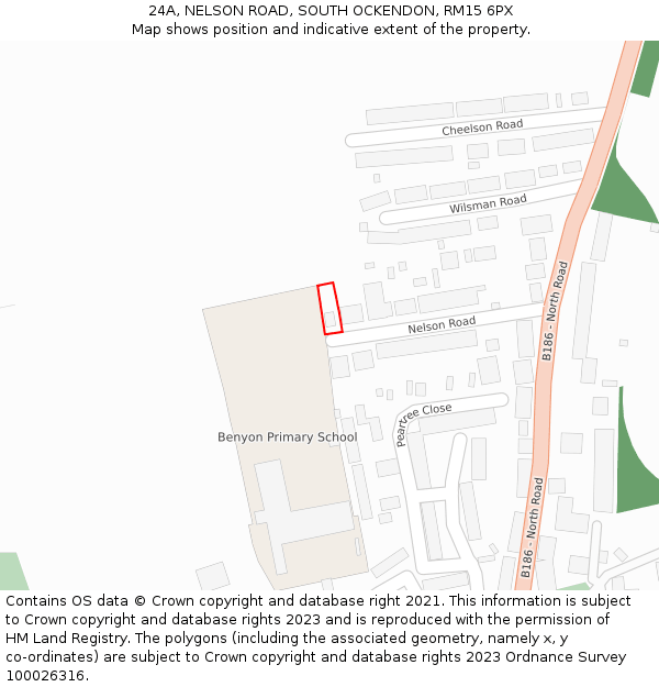 24A, NELSON ROAD, SOUTH OCKENDON, RM15 6PX: Location map and indicative extent of plot