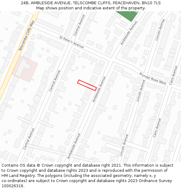 24B, AMBLESIDE AVENUE, TELSCOMBE CLIFFS, PEACEHAVEN, BN10 7LS: Location map and indicative extent of plot