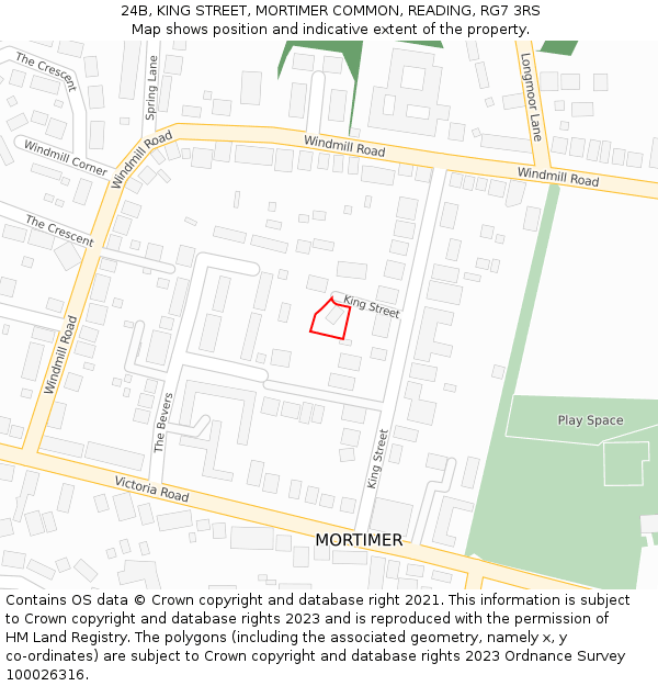 24B, KING STREET, MORTIMER COMMON, READING, RG7 3RS: Location map and indicative extent of plot