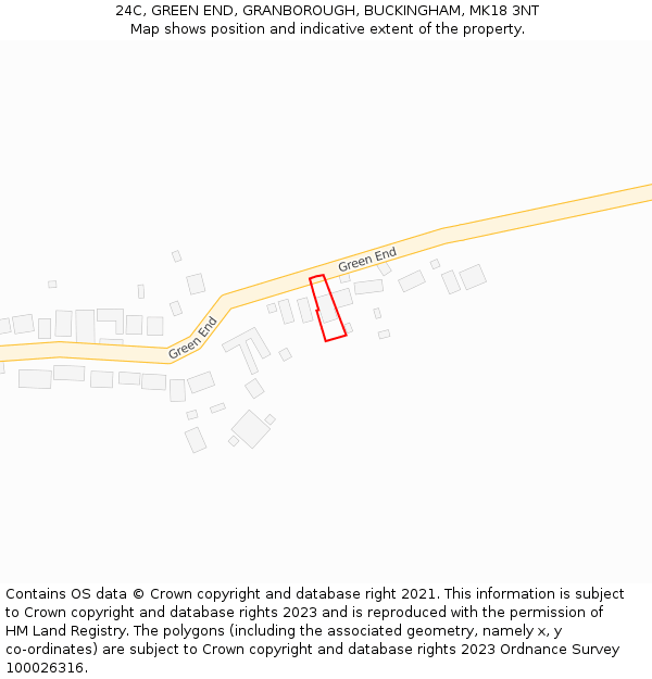 24C, GREEN END, GRANBOROUGH, BUCKINGHAM, MK18 3NT: Location map and indicative extent of plot