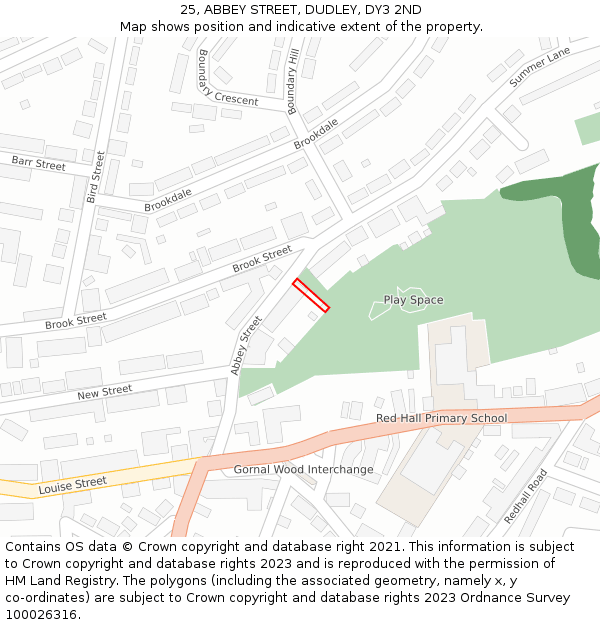 25, ABBEY STREET, DUDLEY, DY3 2ND: Location map and indicative extent of plot