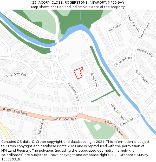 25, ACORN CLOSE, ROGERSTONE, NEWPORT, NP10 9HY: Location map and indicative extent of plot