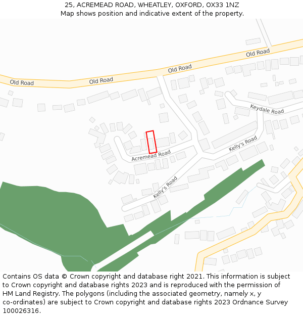 25, ACREMEAD ROAD, WHEATLEY, OXFORD, OX33 1NZ: Location map and indicative extent of plot