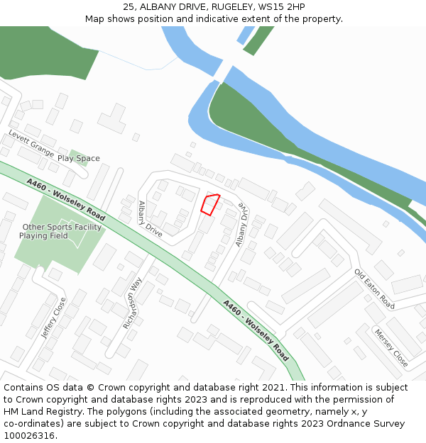 25, ALBANY DRIVE, RUGELEY, WS15 2HP: Location map and indicative extent of plot