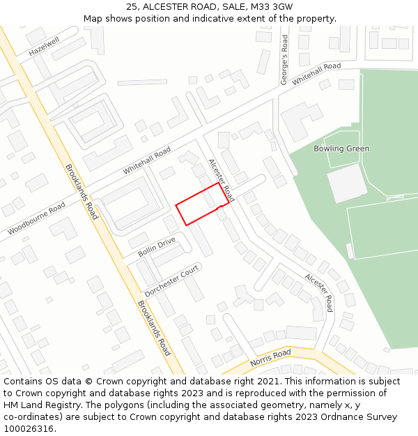 25, ALCESTER ROAD, SALE, M33 3GW: Location map and indicative extent of plot