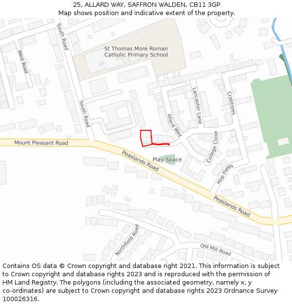 25, ALLARD WAY, SAFFRON WALDEN, CB11 3GP: Location map and indicative extent of plot