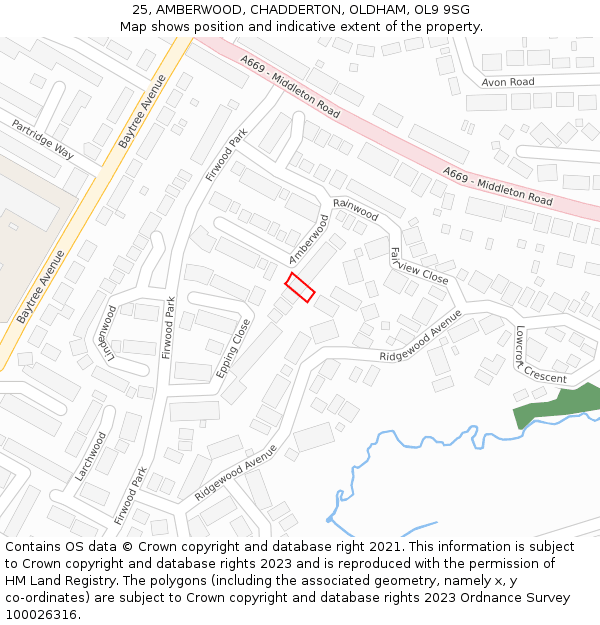 25, AMBERWOOD, CHADDERTON, OLDHAM, OL9 9SG: Location map and indicative extent of plot