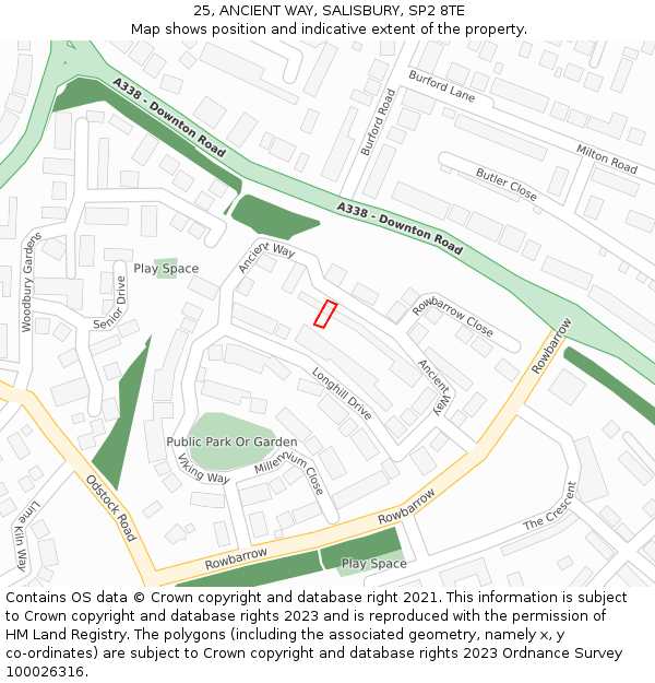 25, ANCIENT WAY, SALISBURY, SP2 8TE: Location map and indicative extent of plot