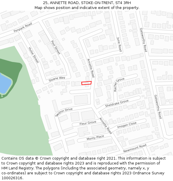 25, ANNETTE ROAD, STOKE-ON-TRENT, ST4 3RH: Location map and indicative extent of plot