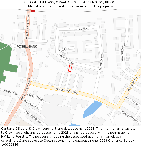 25, APPLE TREE WAY, OSWALDTWISTLE, ACCRINGTON, BB5 0FB: Location map and indicative extent of plot