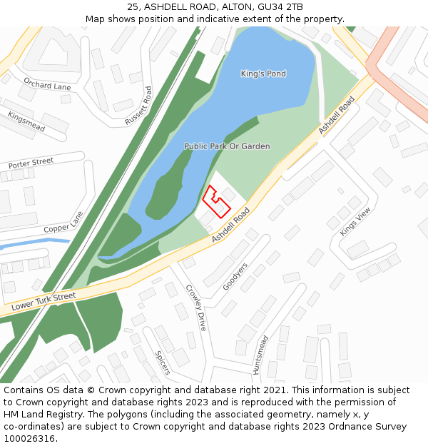 25, ASHDELL ROAD, ALTON, GU34 2TB: Location map and indicative extent of plot