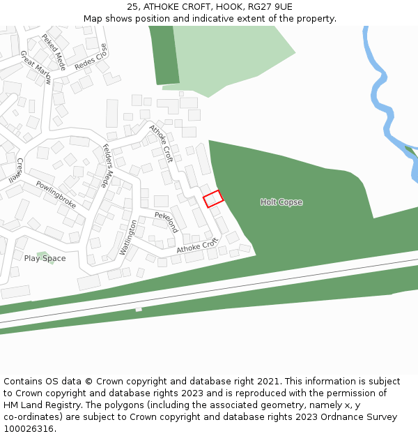 25, ATHOKE CROFT, HOOK, RG27 9UE: Location map and indicative extent of plot