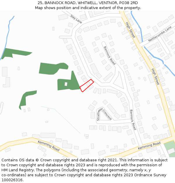 25, BANNOCK ROAD, WHITWELL, VENTNOR, PO38 2RD: Location map and indicative extent of plot
