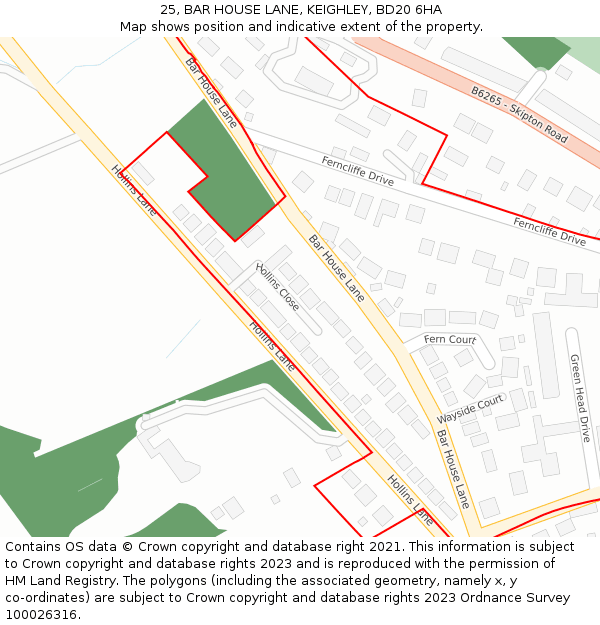 25, BAR HOUSE LANE, KEIGHLEY, BD20 6HA: Location map and indicative extent of plot