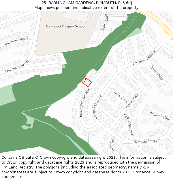 25, BARNINGHAM GARDENS, PLYMOUTH, PL6 6HJ: Location map and indicative extent of plot