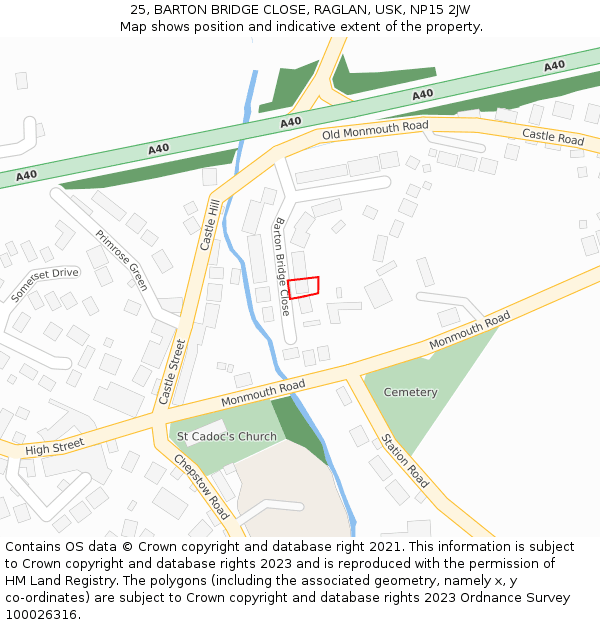 25, BARTON BRIDGE CLOSE, RAGLAN, USK, NP15 2JW: Location map and indicative extent of plot