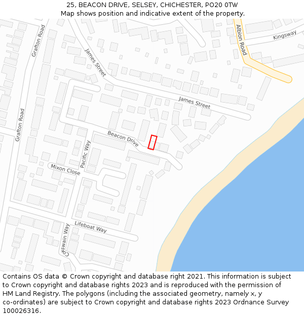 25, BEACON DRIVE, SELSEY, CHICHESTER, PO20 0TW: Location map and indicative extent of plot