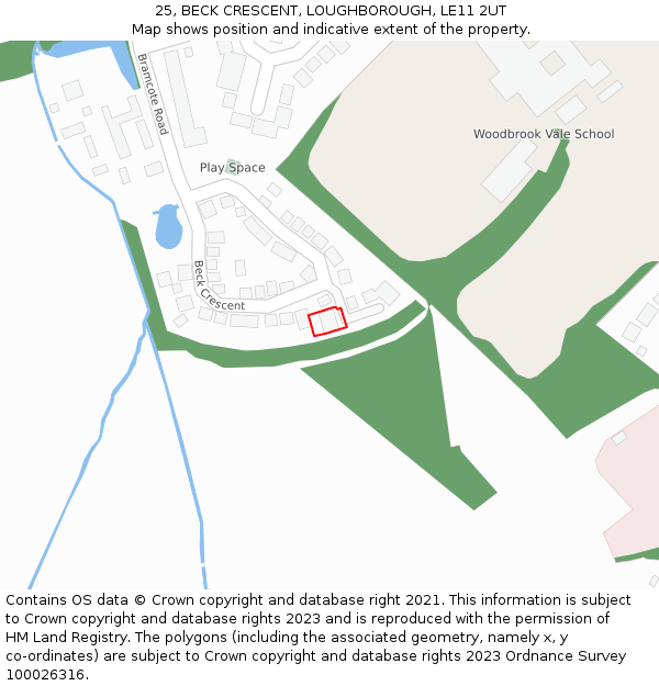 25, BECK CRESCENT, LOUGHBOROUGH, LE11 2UT: Location map and indicative extent of plot