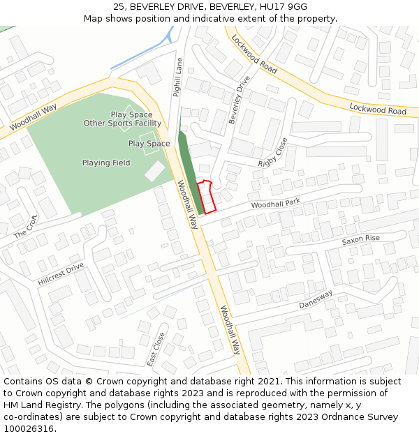 25, BEVERLEY DRIVE, BEVERLEY, HU17 9GG: Location map and indicative extent of plot