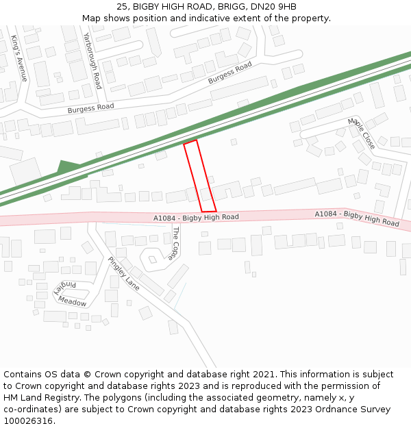 25, BIGBY HIGH ROAD, BRIGG, DN20 9HB: Location map and indicative extent of plot